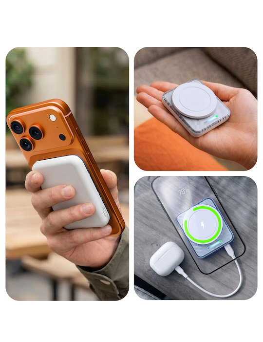 Kompaktní powerbanka 5000 mAh 22.5W MagSafe 3mk PowerMag Handy, bílá