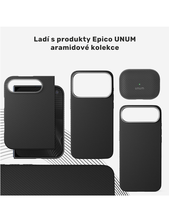 Kryt Epico UNUM SlimAramid Mag+ iPhone Duo Qi2 & MagSafe kompatibilní, černá