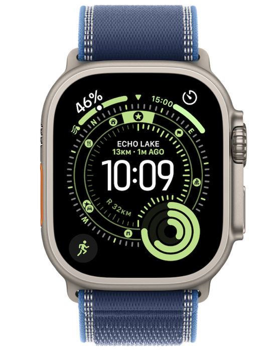 Apple Watch Ultra 3 GPS + Cellular 49mm přírodně titanové pouzdro s modrým / jasně modrým Trailovým tahem S/M, přírodní titan