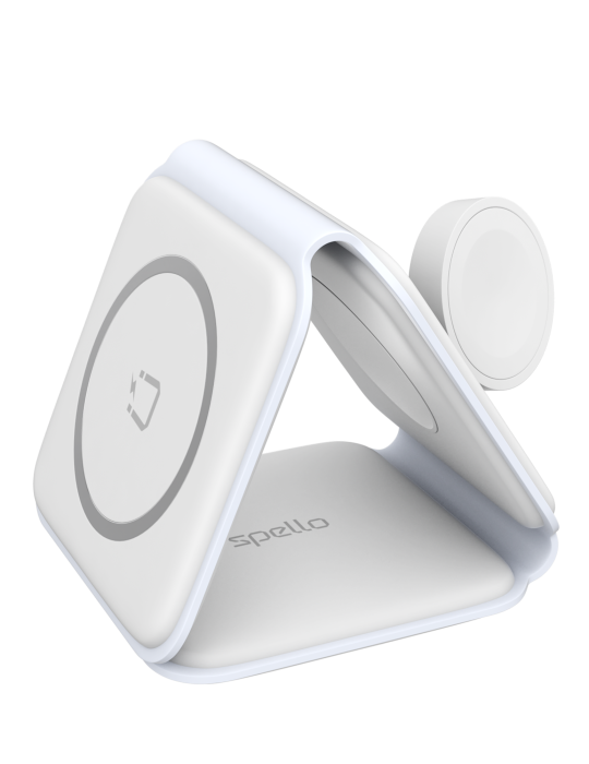 Nabíječka Spello Portable Wireless Charger 3v1 skládací, bílá