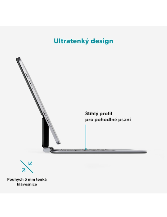 Epico tenká hliníková klávesnice EK40 iPad Pro 12,9" (3.-6. gen)/Air 13" M2-M3, černá