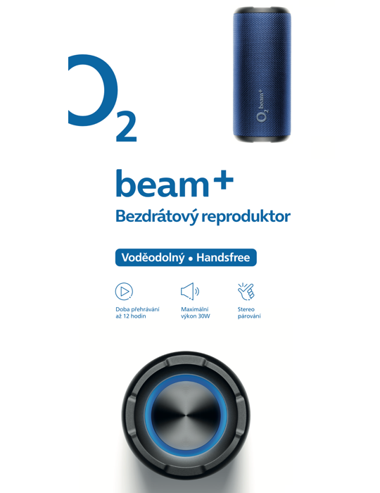 Reproduktor Bluetooth O2 beam+, modrá