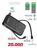 SWISSTEN Powebanka 20000 mAh PD 20W s integrovanými kabely USB-C a Lightning (kompatibilní s MagSafe), černá