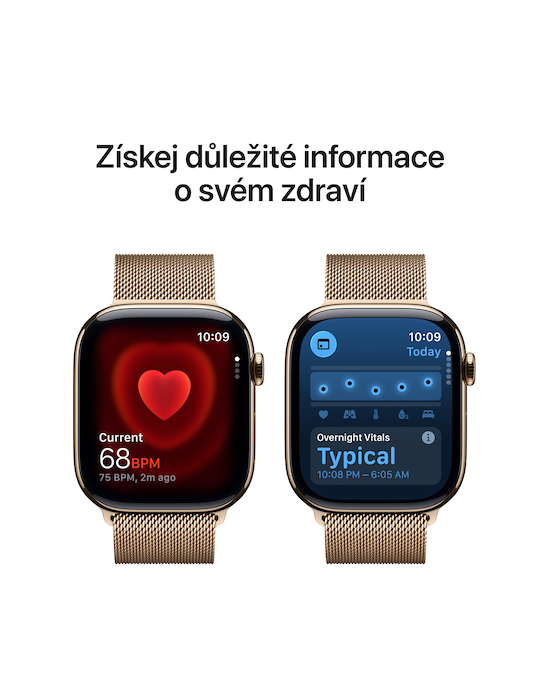 Apple Watch Series 11 GPS + Cellular 42mm zlaté titanové pouzdro se zlatým Milánským tahem, zlatý titan