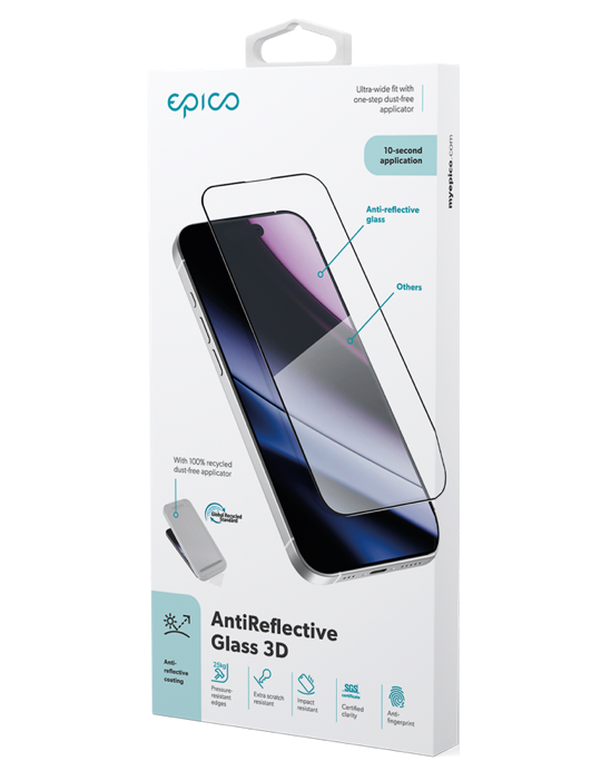 Epico Hero 3D ochranné sklo DF iPhone 17 Pro/18 Pro s aplikátorem proti prachu, čirá