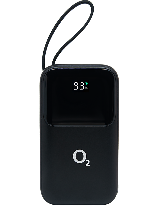 O2 powerbanka 10 000 mAh 20W PD 3.0/QC, černá