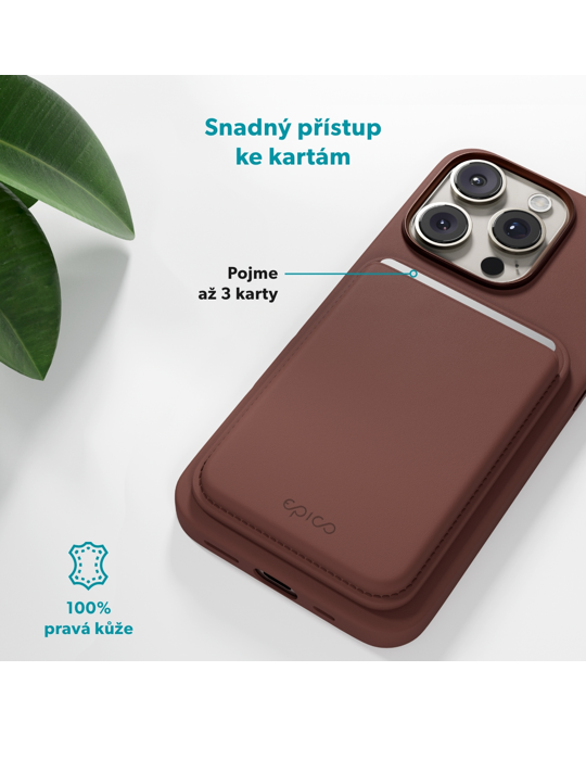 Peněženka Epico Mag+ Leather Wallet, hnědá