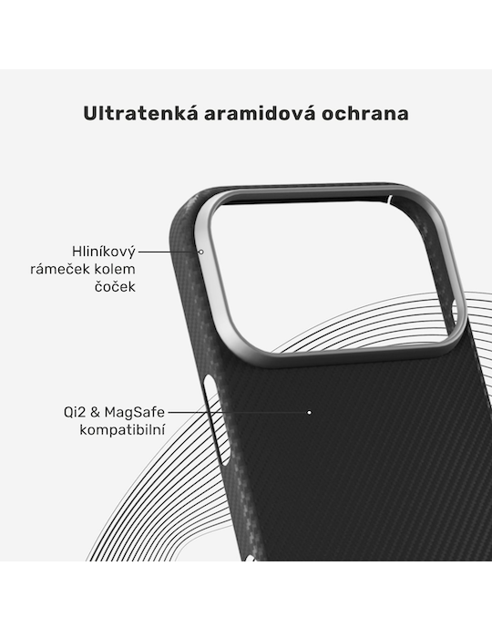 Kryt Epico UNUM SlimAramid Mag+ pro iPhone 17 Pro Max, černá