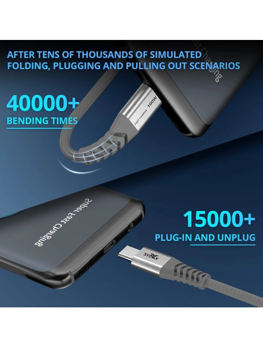 Kabel USB-C/USB-C100W Nylon, šedá