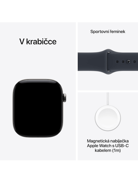 Apple Watch Series 12 GPS + Cellular 42mm, Titan přírodní/námořn. mod. sport S/M