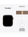 Apple Watch Series 11 GPS + Cellular 42mm zlaté titanové pouzdro se zlatým Milánským tahem, zlatý titan