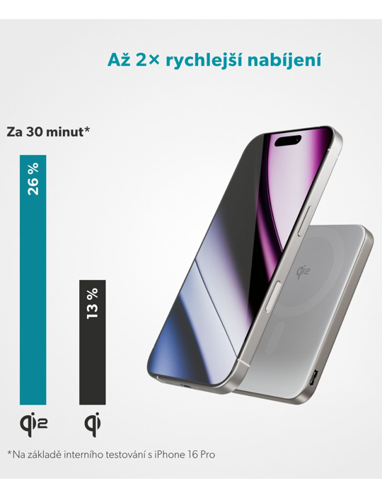 Bezdrátová powerbanka Epico UltraPack Qi2 Stand 5000mAh hliníková Mag+, titanová
