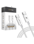 RhinoTech kabel Nylon Braided USB-C na USB-C 60W, 1m, bílá