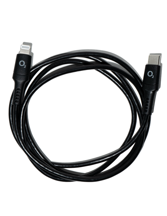 Kabel O2 USB-C x Lightning 1,2m ECO, černá