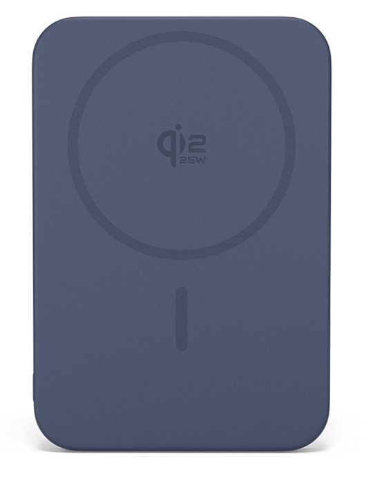 Hliníková bezdrátová powerbanka Qi2 25W Slim 5000mAh Mag+ EM55, modrá
