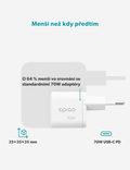 Dynamický síťový adaptér Micro AVS GaN 70W, bílá