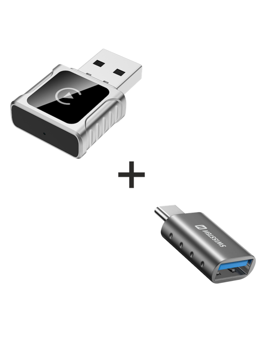 Carlink adapter Swissten pro Apple Carplay a Android Auto USB-A/C, stříbrná