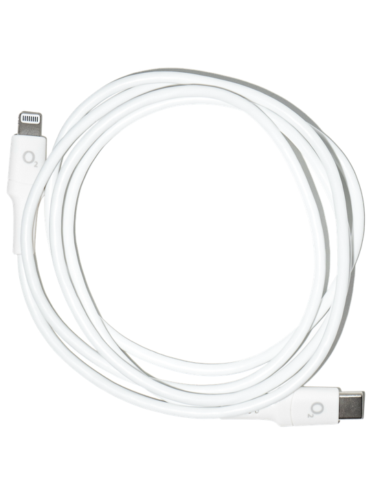 Kabel O2 USB-C x Lightning 1,2m ECO, bílá