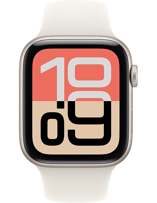Apple Watch SE 3 GPS + Cellular 44mm hvězdné bílé hliníkové pouzdro s hvězdně bílým sportovním řemínkem S/M, hvězdně bílá