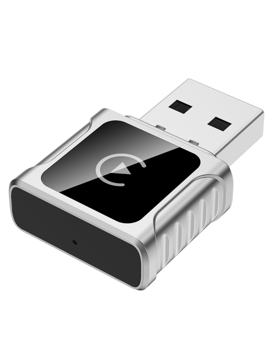 Carlink adapter Swissten pro Apple Carplay a Android Auto USB-A/C, stříbrná