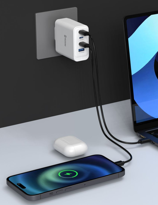 Nabíječka Swissten GaN USB-C 100W bílá, bílá