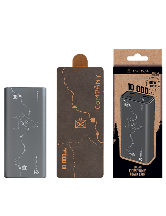 Powerbanka Tactical Squad Company 30W 10 000mAh, šedá