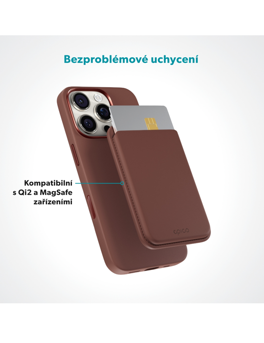 Peněženka Epico Mag+ Leather Wallet, hnědá