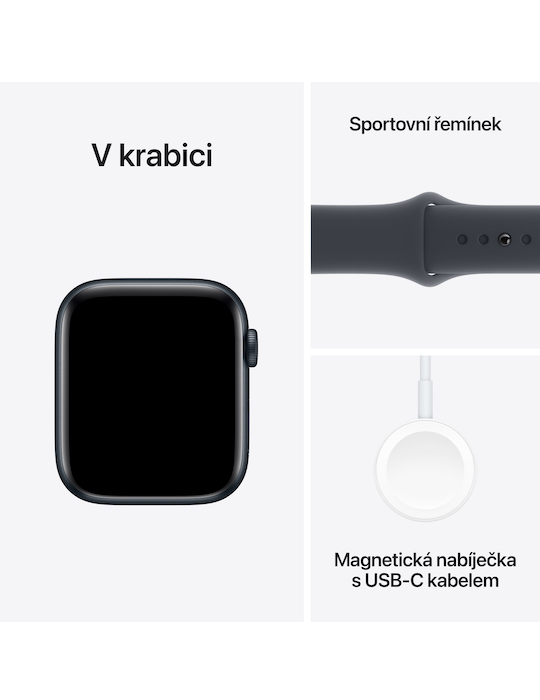 Apple Watch SE GPS + Cellular 44mm temně inkoustové hliníkové pouzdro, temně inkoustová - sportovní řemínek M/L