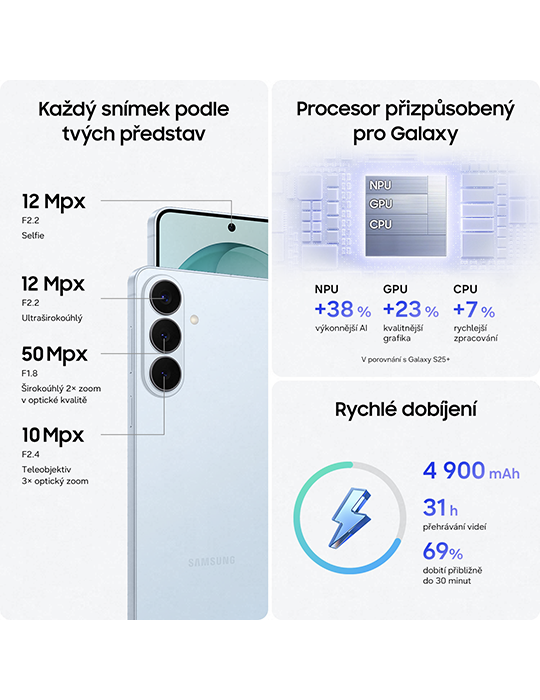 Samsung Galaxy S26+ 5G 512GB, modrá
