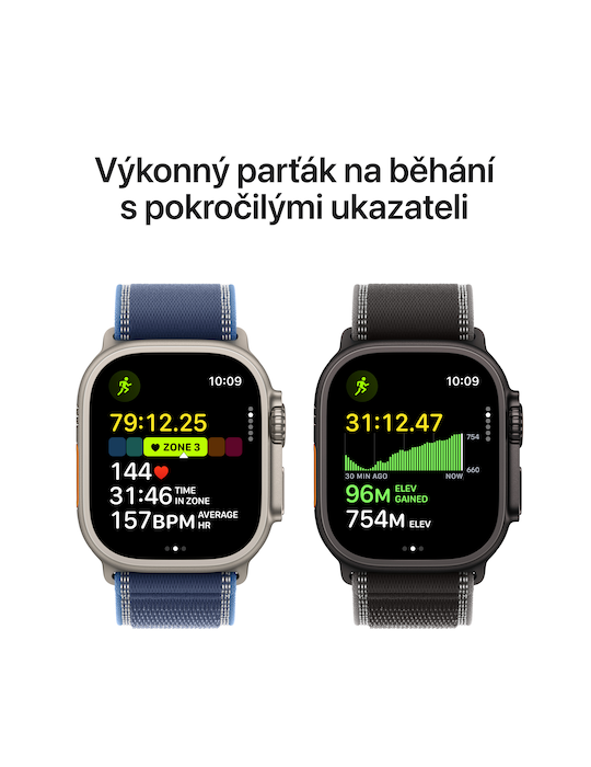 Apple Watch Ultra 3 GPS + Cellular 49mm černě titanové pouzdro s černě uhlovým Trailovým tahem S/M, černý titan
