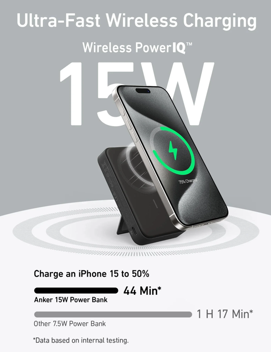 Bezdrátová powerbanka Anker MagGo 10000mAh, 27W, černá