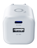 O2 nabíječka 20W USB-C + USB-A, bílá