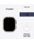 Apple Watch Ultra 3 GPS + Cellular 49mm přírodně titanové pouzdro s modrým / jasně modrým Trailovým tahem S/M, přírodní titan