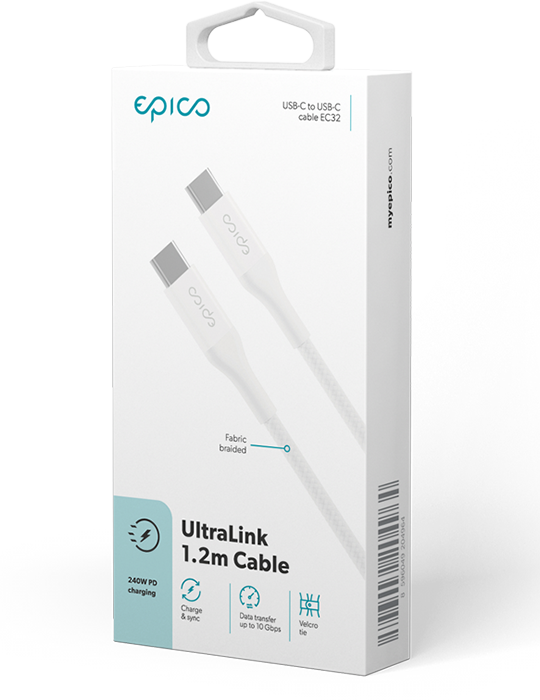 Kabel UltraLink USB-C, USB-C 240W 1.2m, bílá