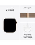 Apple Watch Series 10 GPS + Cellular 42mm zlaté titanové pouzdro se zlatým Milánským tahem, zlatá - Milánský tah
