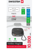 Powerbanka Swissten Voltbox MagGo 10000 mAh s integrovanými kabely USB-C a Lightning, černá