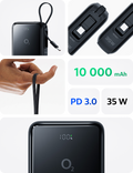 O2 powerbanka 10 000 mAh 35W s vestavěným kabelem, černá