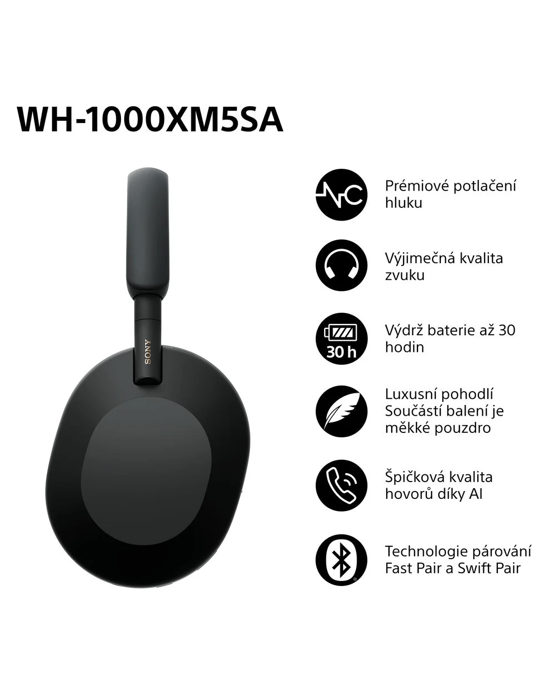 Sluchátka Sony WH-1000XM5 Soft case, černá