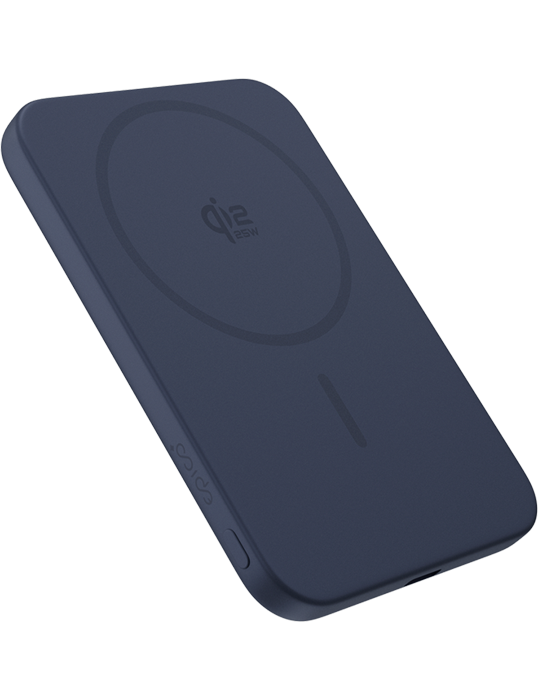 Hliníková bezdrátová powerbanka Qi2 25W Slim 5000mAh Mag+ EM55, modrá