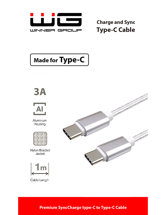 Datový kabel WG nylon C-C, 1m, bílá