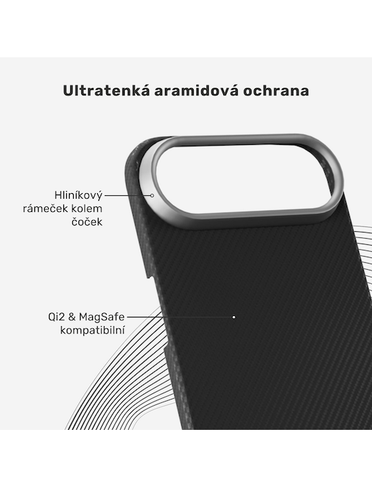 Kryt Epico UNUM SlimAramid Mag+ pro iPhone Air, černá