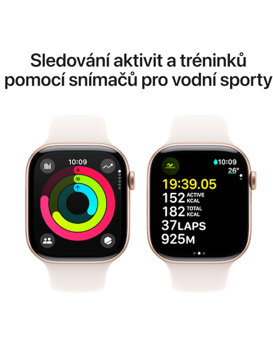 Apple Watch Series 10 GPS + Cellular 42mm, růžově zlatá - světle ruměný sp. ř. S/M