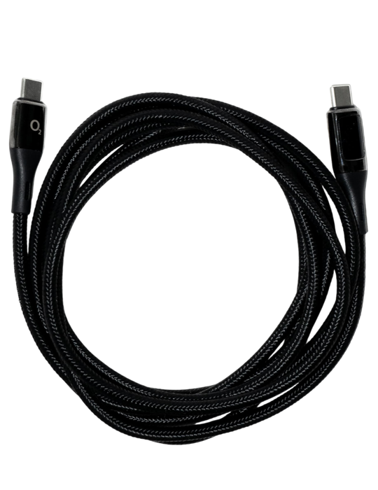 O2 USB-C kabel 2 m s displejem, černá