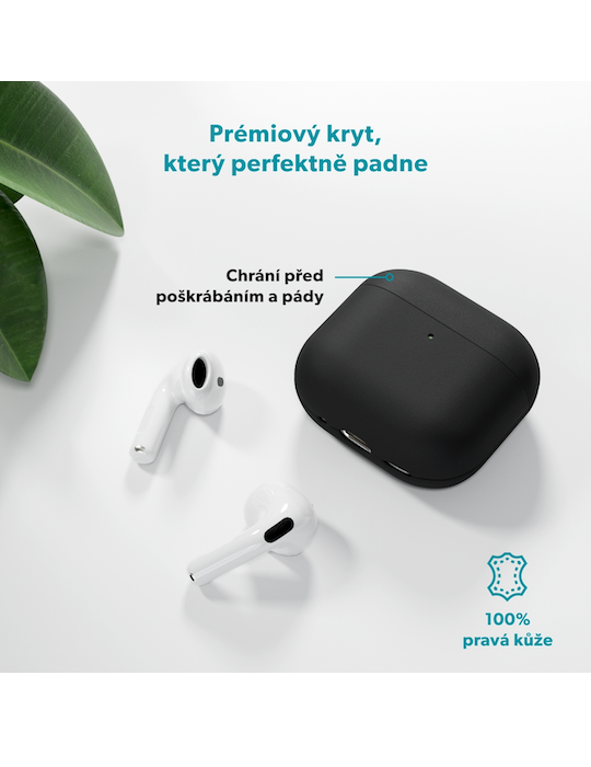 Epico kožené pouzdro pro AirPods Pro 3, černá