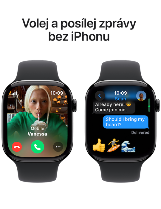 Apple Watch Series 10 GPS + Cellular 42mm klavírně černé hliníkové pouzdro, klavírně černá - černý sportovní ř. M/L