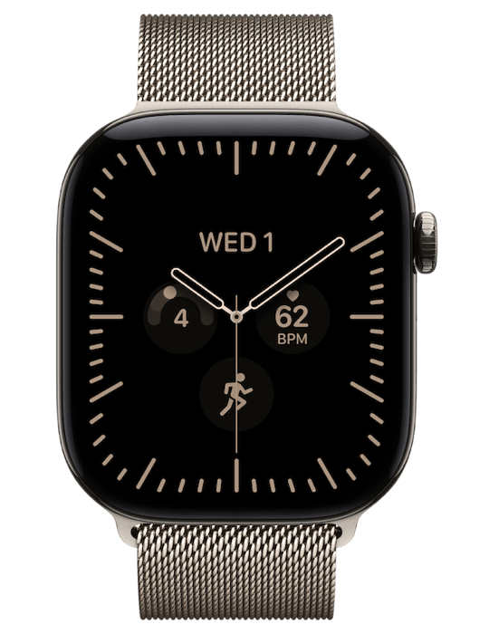 Apple Watch Series 12 GPS + Cellular 46mm, Titan přírodní/přírodní milánský S/M