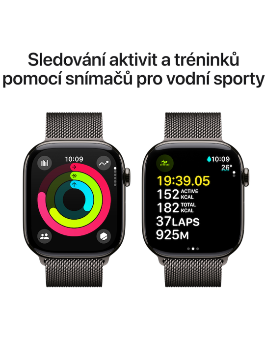 Apple Watch Series 10 GPS + Cellular 46mm břidlicově šedé titanové pouzdro s břidlicově šedým Milánským tahem M/L, břidlicově šedá - Milánský tah M/L
