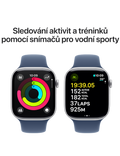 Apple Watch Series 10 GPS + Cellular 46mm stříbrné hliníkové pouzdro, stříbrná - denim sportovní řemínek S/M