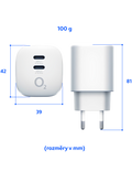Nabíječka O2 2xUSB-C 67W Power Delivery + technologie GaN ECO, bílá