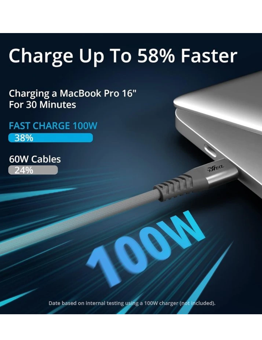 Kabel USB-C/USB-C100W Nylon, šedá